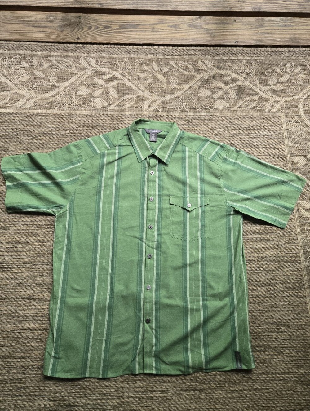 Cloudveil Jackson Hole Wyoming Vintage Men's XL Cotton Green Striped Outdoor